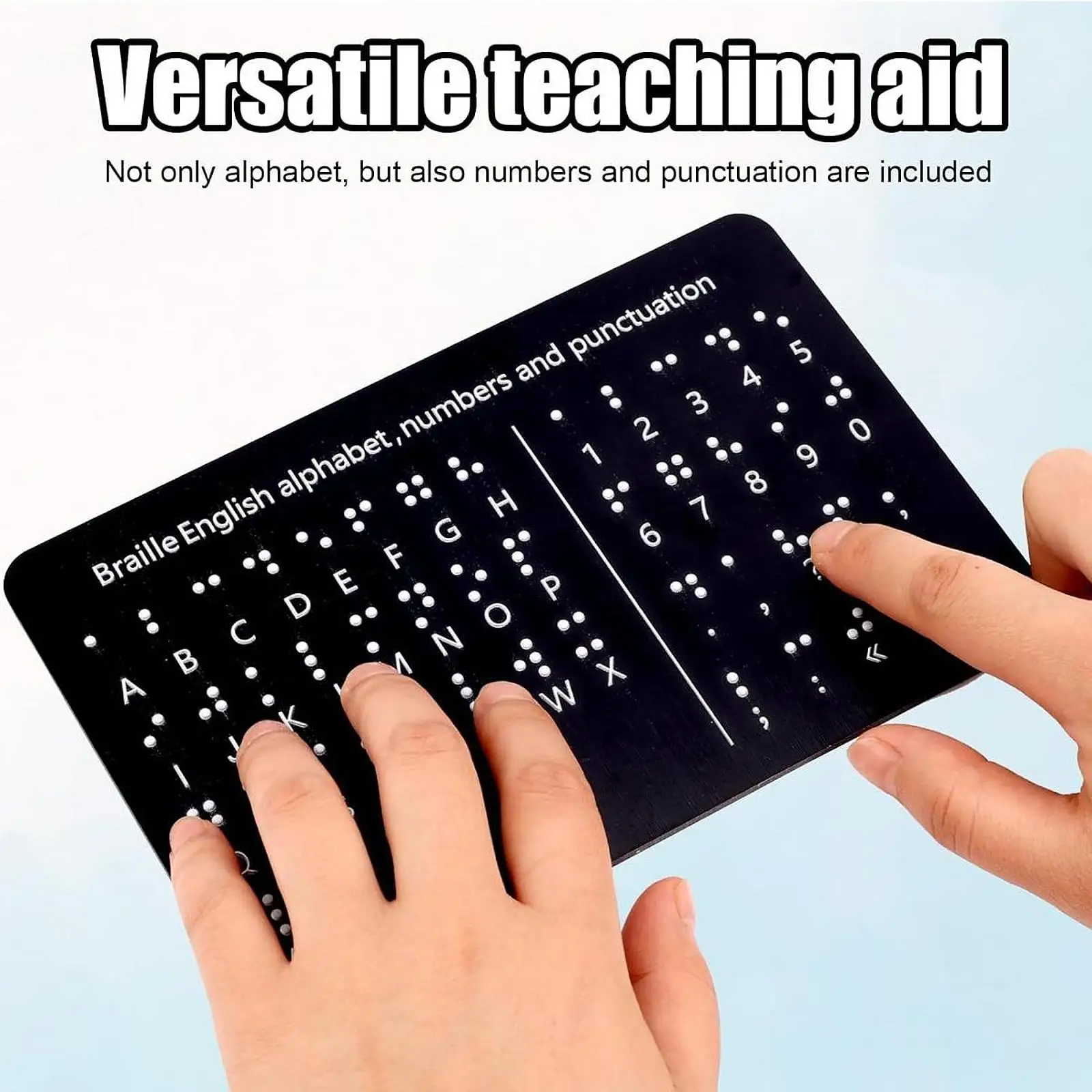 Tablica Braille'a z wypukłymi znakami, lekka, przenośna, z cyframi, narzędzie edukacyjne, tablica Braille'a dla niepełnosprawnych uczniów i dorosłych.