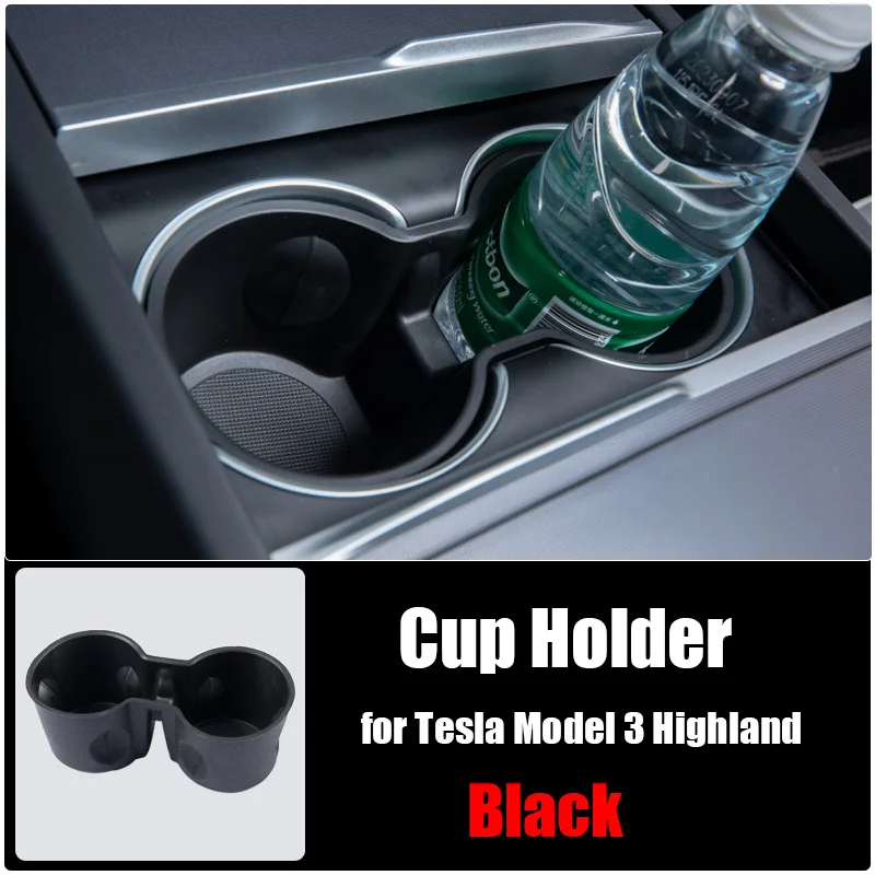 Water Cup Holder For Tesla Model 3 Highland 2024 Car Accessories Center Console Organizer TPE Insert Storage Box