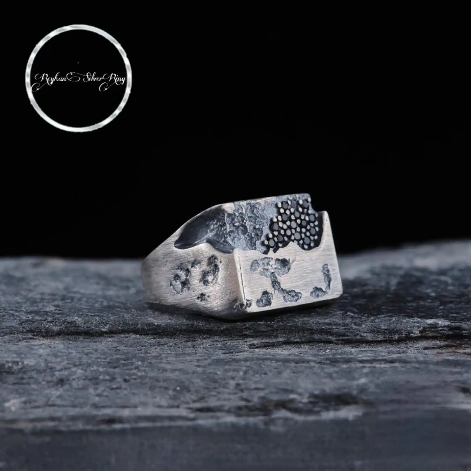 

925 Sterling Silver Men's Ring with Black Cubic Zircon Stone Classy Men's Gift Silver Jewelry Turkish Handmade
