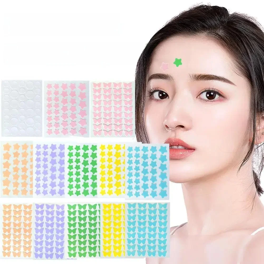 Autocollants colorés mignons pour boutons d'étoile/papillon, correcteur Invisible pour l'élimination de l'acné, pour les taches du visage, les boutons, outil de maquillage de beauté