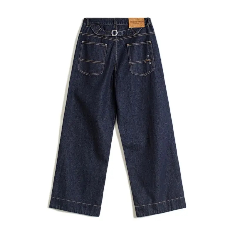 Women’s Vintage Loose Straight Leg Denim Jeans with Paris Buckle