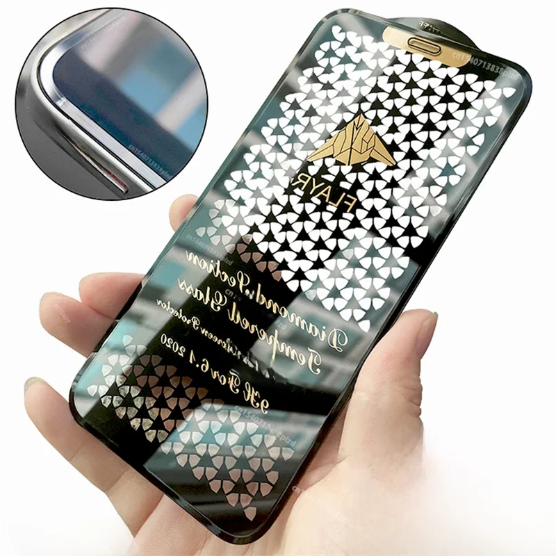 Protecteur d'écran de luxe Full Cover Cut Edge, iPhone 16, 15, 14, 13 Pro Max, 0.4mm, Verre du Guatemala, 12, 11, iPhone14 Plus, X, R, XS, S, Poly