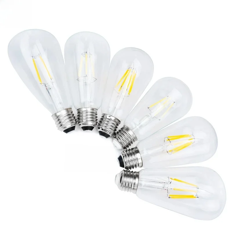 Ampoule à Filament LED ST64 2W 4W 6W 8W AC 220V 230V 240V E27, lumière blanche froide et chaude, lampe Edison Vintage, aspect verre rétro, 6 pièces