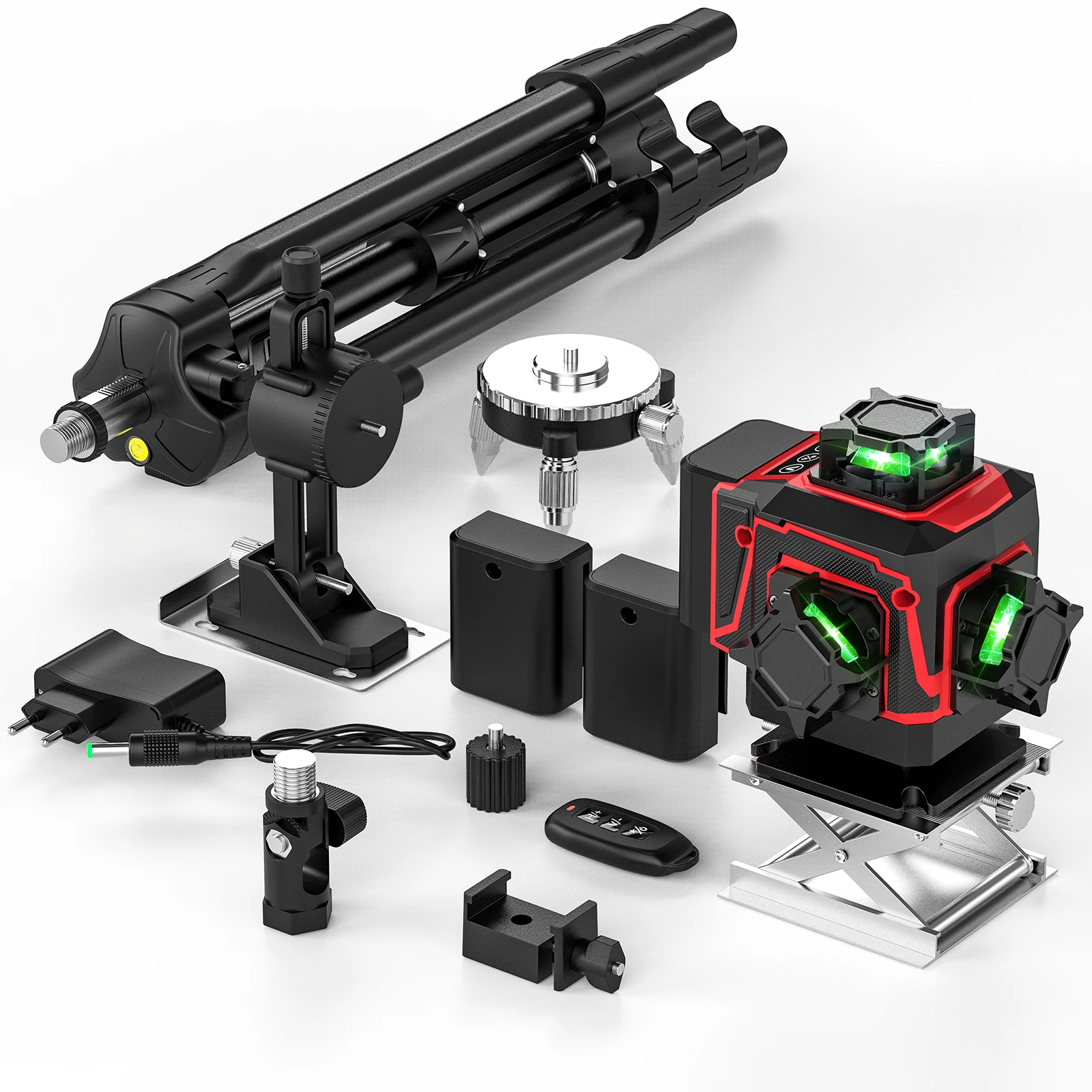 16 Lines 4D Green Beam Laser Level with Adjustable Tripod selfleveling 360 ° Horizontal & Vertical power Lines Laser Levels
