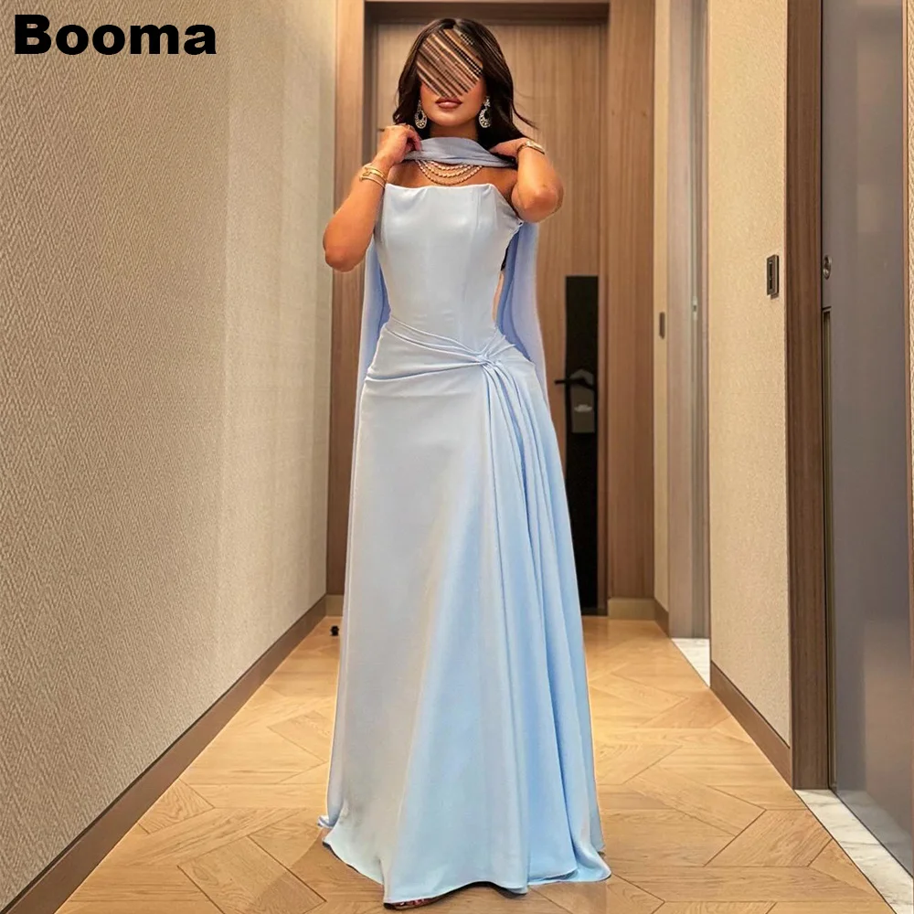 

Booma Saudi Arabic Evening Dresses Strapless Pleats Formal Occasion Gowns Floor Length Prom Dresses Dubai