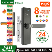 RAYKUBE Wifi Electronic Door Lock With Tuya APP Remotely / Biometric Fingerprint /Smart Card / Password /Key Unlock FG5 Plus/ H4