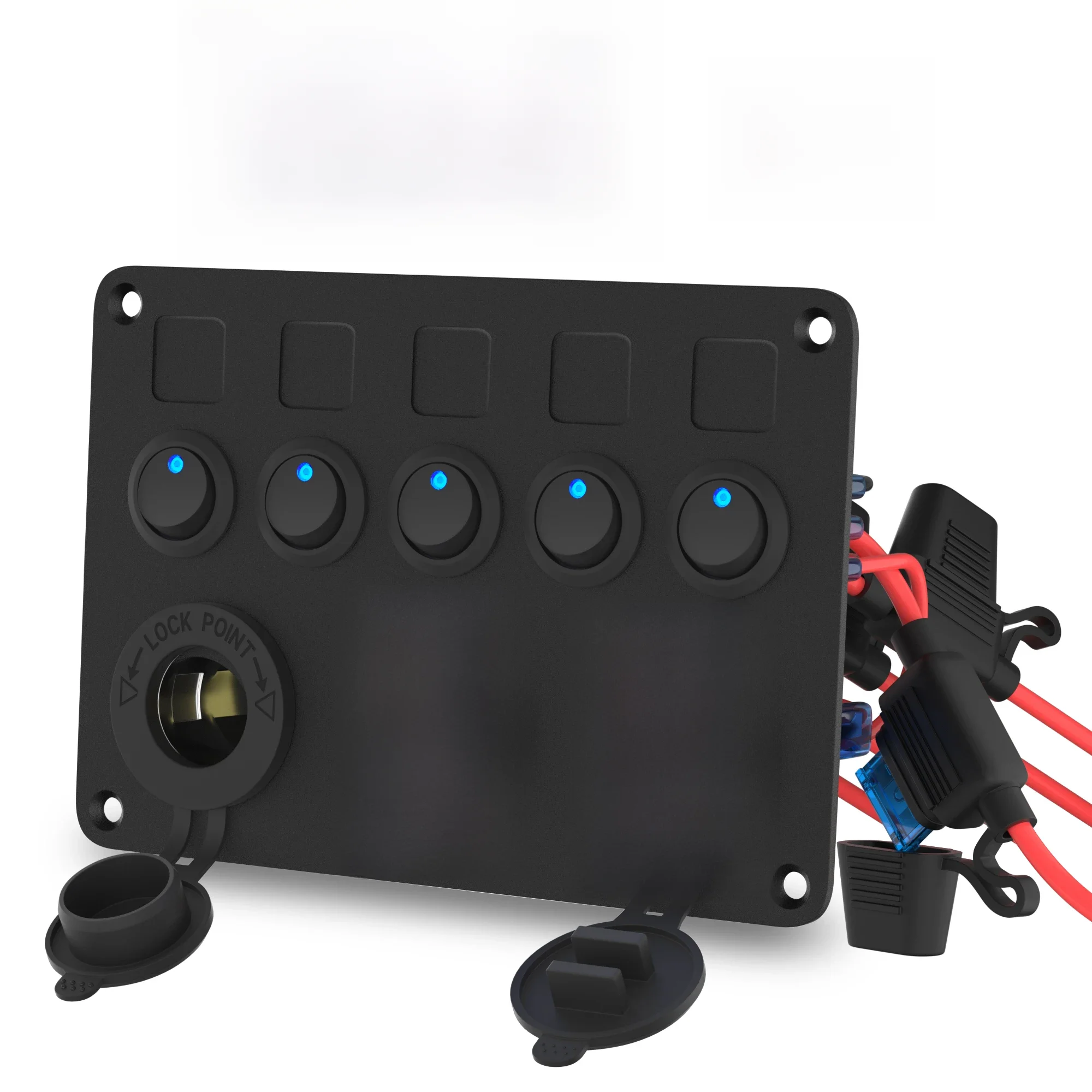 Daiertek 5 Bootschakelaar Paneel Auto Schakelaar Paneel Knop Schakelaar Schakelaar Schakelaar Digitale Voltmeter 4.8a Dual Usb-Poort 12V Voor Auto Vrachtwagen - afbeelding 2