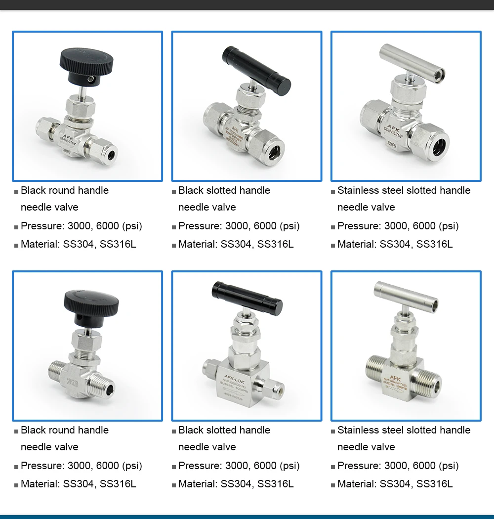 High Pressure 6000PSI Stainless Steel Needle Valve 2Way Adjustable Flow for Gas Compression Connection