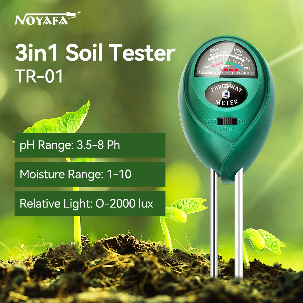 3 en 1 Sol PH Mètre Testeur De Lumière Du Soleil Humidimètre TR-01 Outil De Mesure De PH Détecteur D\'humidité Acidité Humidité Moniteur Pour Jardin