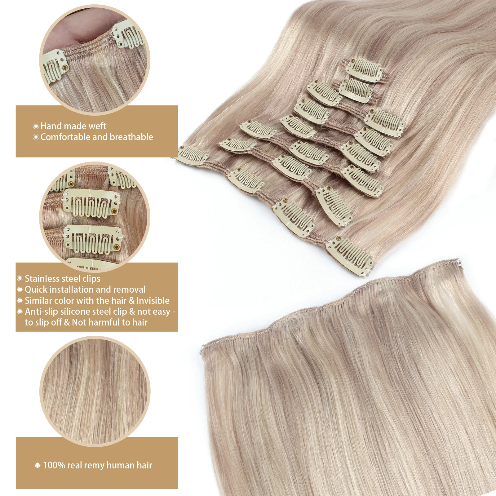 Sixstarhair Clip Ins Наращивание человеческих волос 120 г 8 шт. 14'16'18'20'22' 100% заколки для человеческих волос Remy для наращивания волос для женщин