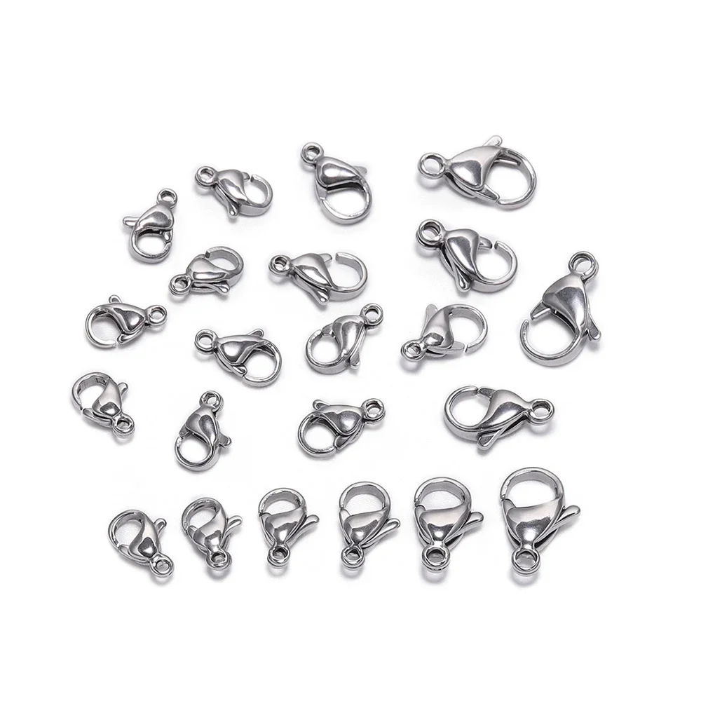 30szt/lot 9 10 11 12 13 15mm Zapięcie homara ze stali nierdzewnej Haki do naszyjnika DIY Bransoletka Łańcuch Moda Biżuteria Tworzenie znalezisk — zdjęcie 2