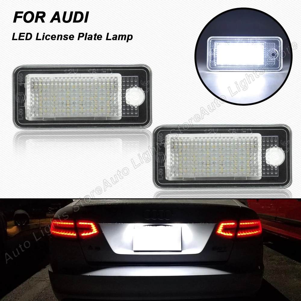 

For Audi A3 A4 B7 B6 S3 A5 A6 A8 Q7 RS4 Avant 2PCS Xenon White with Canbus LED Number Plate Lamps No Error License Plate Lights