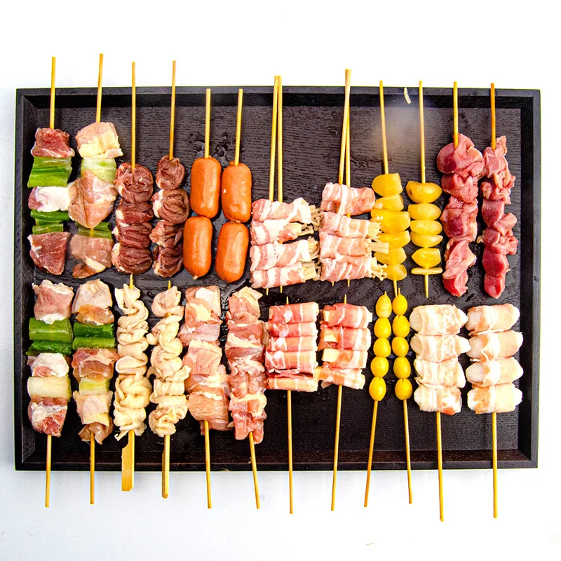 Premium Assorted Skewers 24 Salted Skewers lair + Chicken Leather + Garlic + Bank Camping Skewers