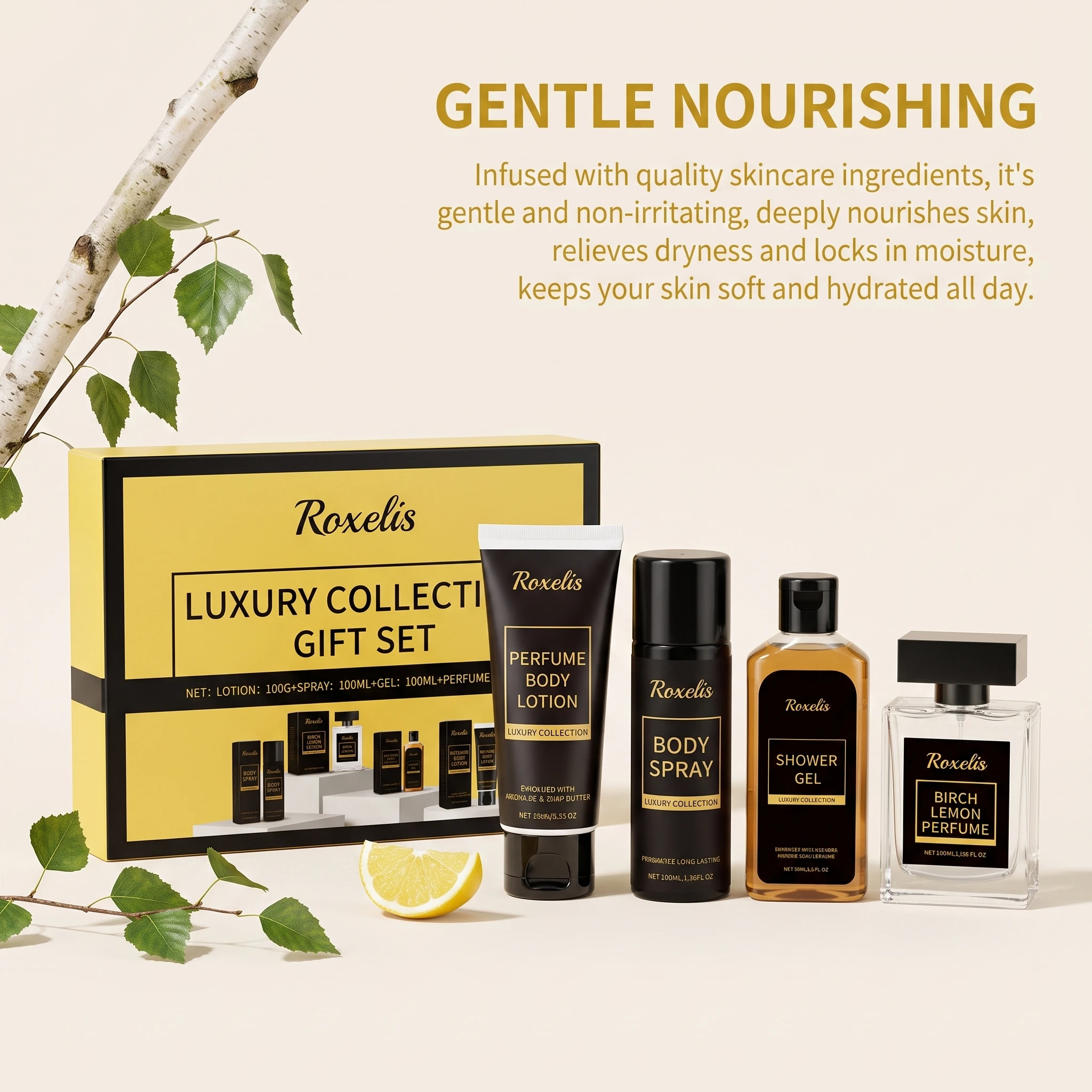 Roxelis Men's Fragrance Gift Box Deep Cleansing Moisturizing Long Lasting Fresh Charming Skincare Set Gentlemen Gift Collection