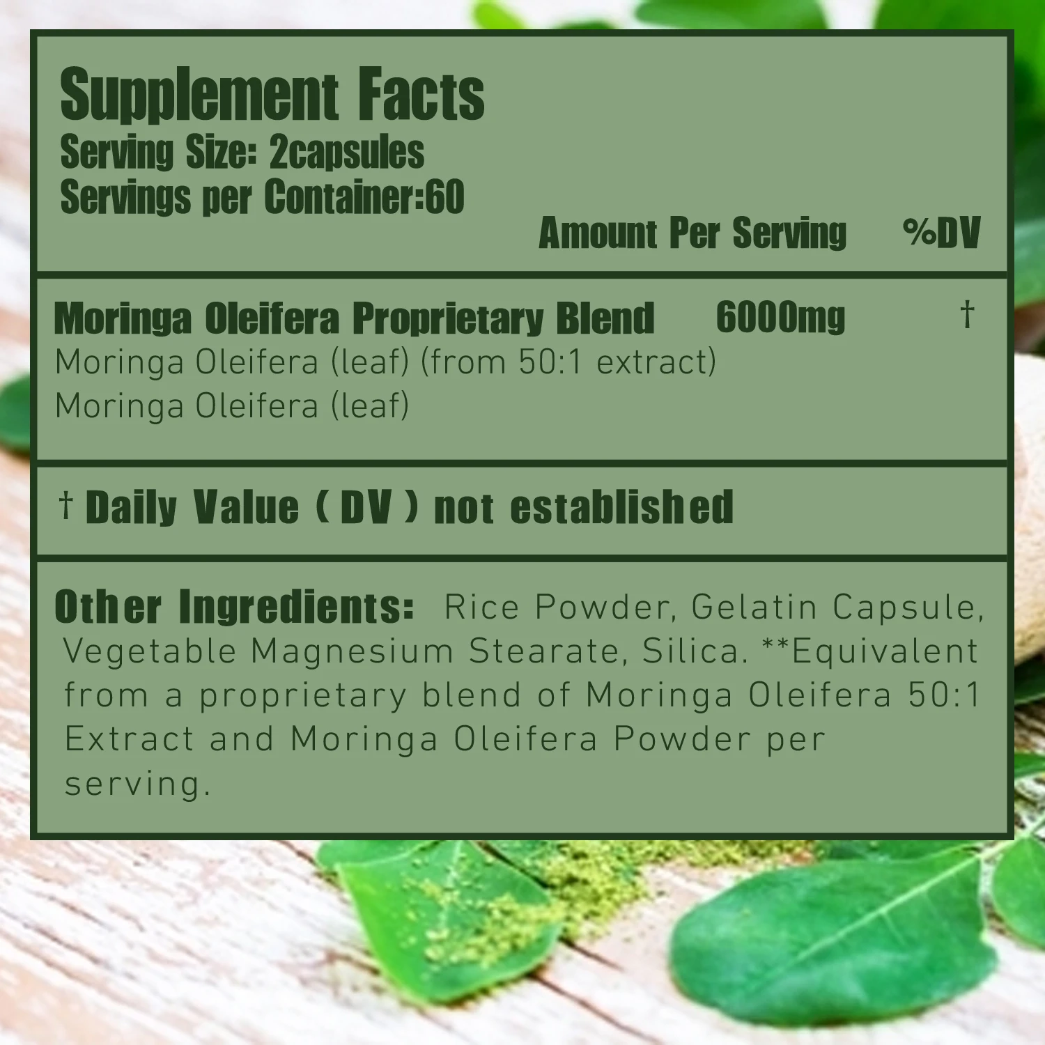 Moringa 6000mg-sistema inmunológico de apoyo, energía, metabolismo, antioxidantes-120 cápsulas