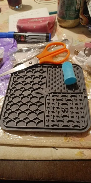 Customer review photo for Dog Lick Mat with Suction Cups