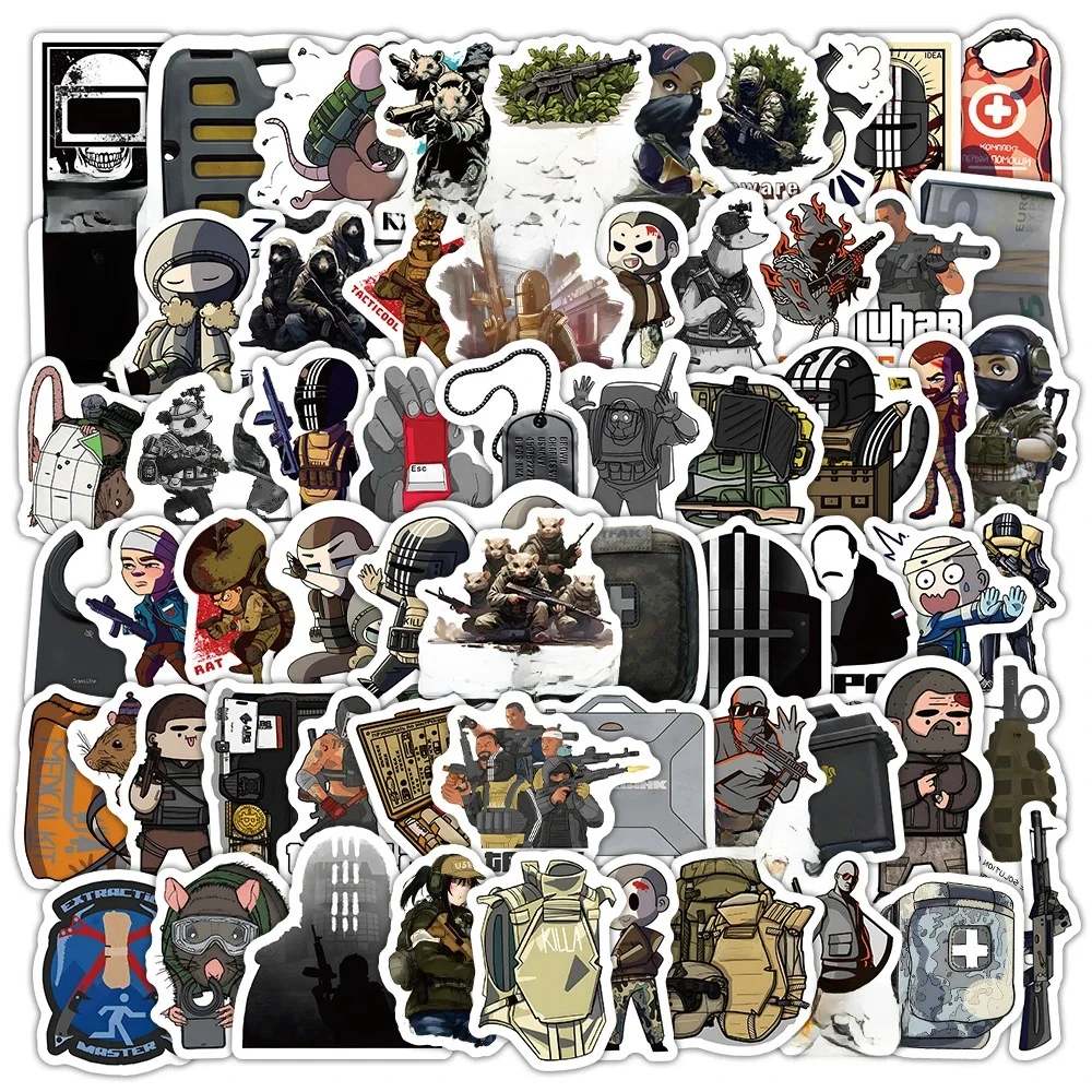 Autocollants du jeu Escape From Tarkov pour enfants, décalcomanies de dessin animé, planche à roulettes, ordinateur portable, moto, téléphone, étanche, jouets, 10 pièces, 30 pièces, 50 pièces, 100