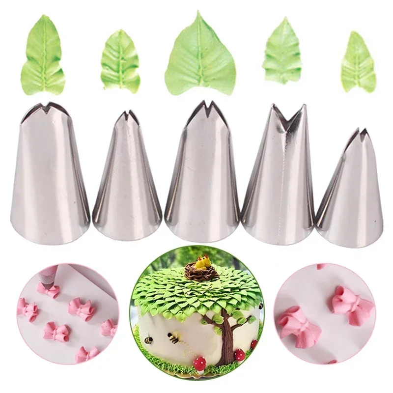 5 pièces pour créer des feuilles de crème arcs buses de tuyauterie de glaçage en acier inoxydable pointes de pâtisserie outils de décoration de gâteau Fondant Gadgets de cuisine
