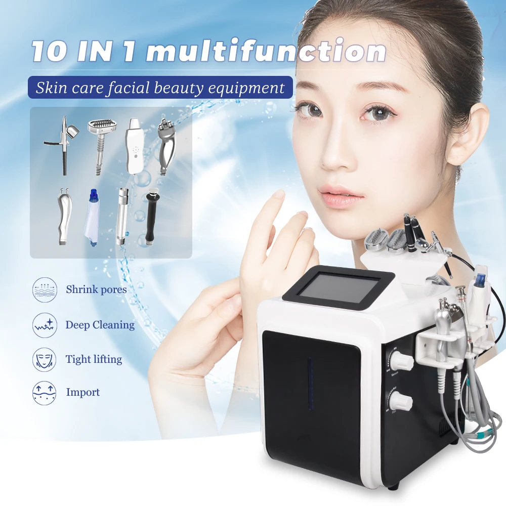 

10 in 1 Multifunction Hydra Dermabrasion Cold Hammer Diamond Dermabrasion Oxygen spray dead skin Remove SPA Beauty Salon Device