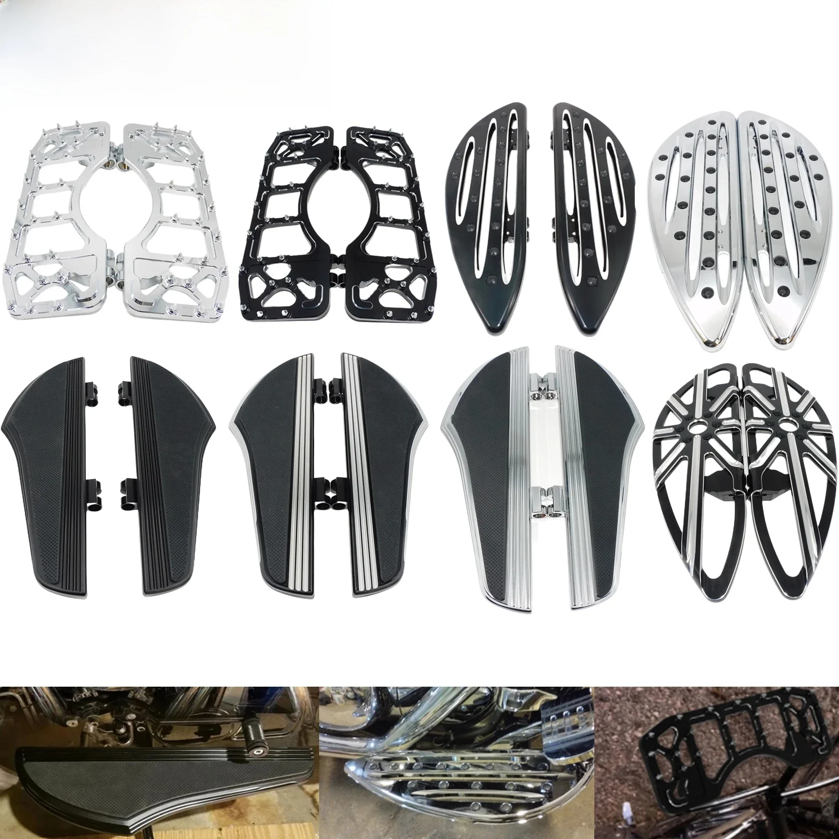 Motorfietsrijder Uitgebreide voorste vloerplanken CNC voetsteunen voetsteunen voor Harley Touring Softail Street Electra Glide Road King FL - afbeelding 2