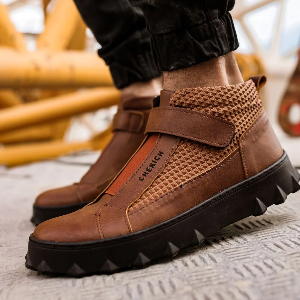 

FOH Store Men Boots Shoes TAN Artificial Leather Elastic Band Sneakers 2023 Comfortable Flexible Fashion Wedding Orthopedic Walking Sport Lightweight Odorless Running Breathable Hot Sale Air New Brand Boots 103