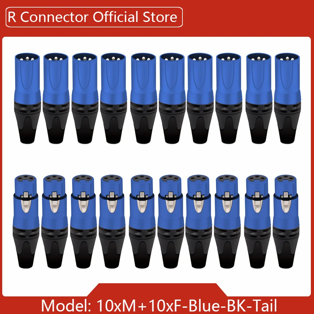 20 stücke/10 sätze Bunte 3Pin XLR Weibliche + Stecker 3 Pole XLR Buchse Mikrofon Stecker Kanone MIC Audio kabel Draht Anschlüsse 8