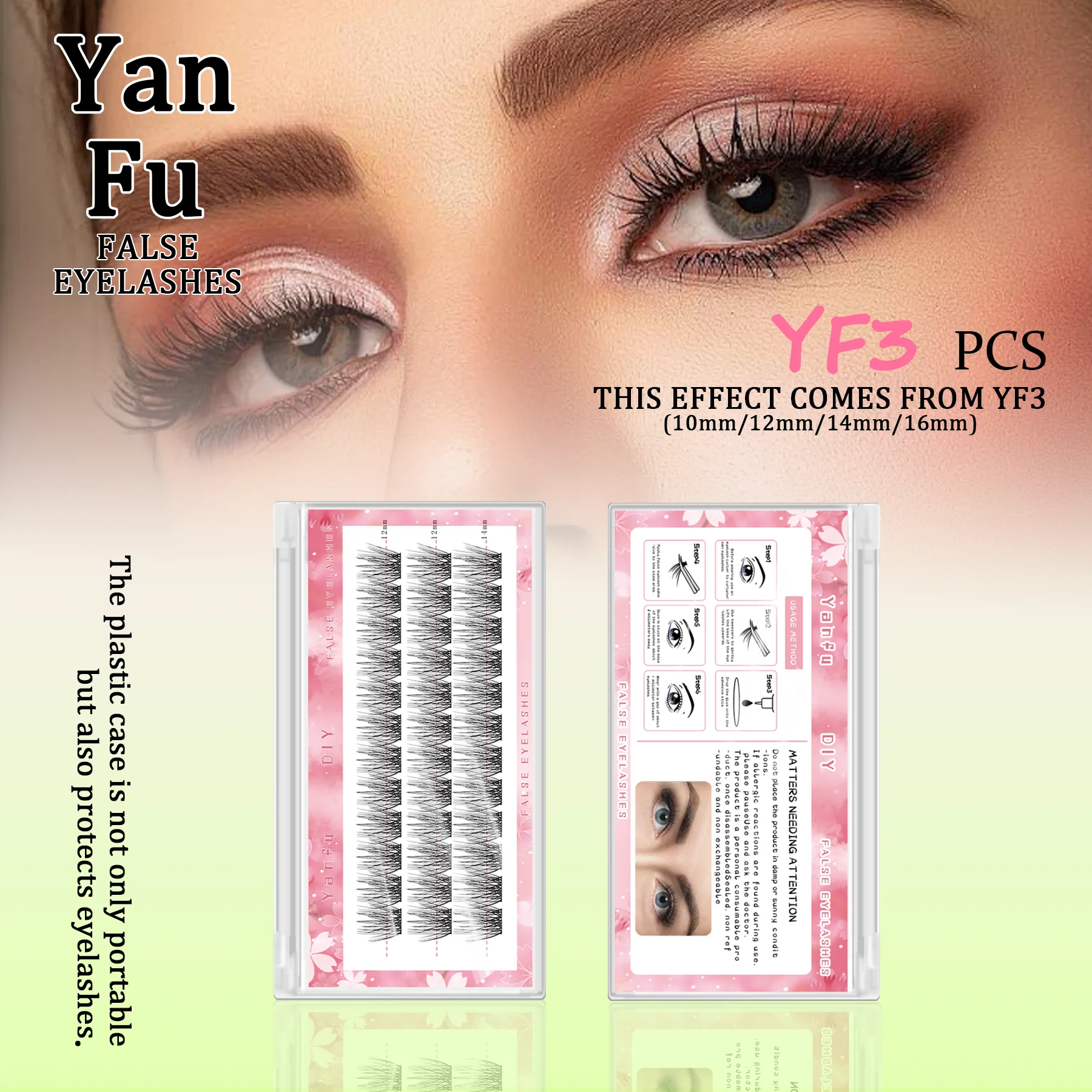 

3 rows of natural simulation thick, single cluster, long curling, suitable for novice lazy people to use false eyelashes daily