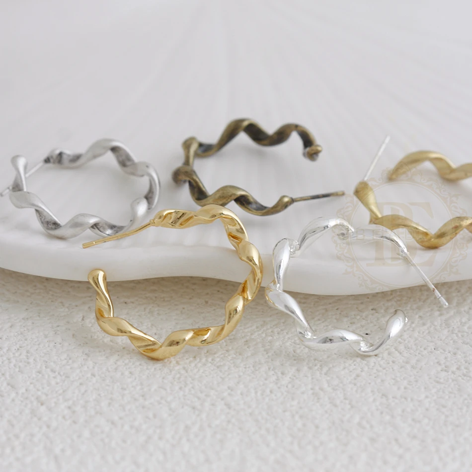 DIY Supply-2 قطعة من حلقات النحاس الصلب مع دبوس من الفضة الاسترليني - حلقة 24.4 × 4.6 ملم (4921C-11)