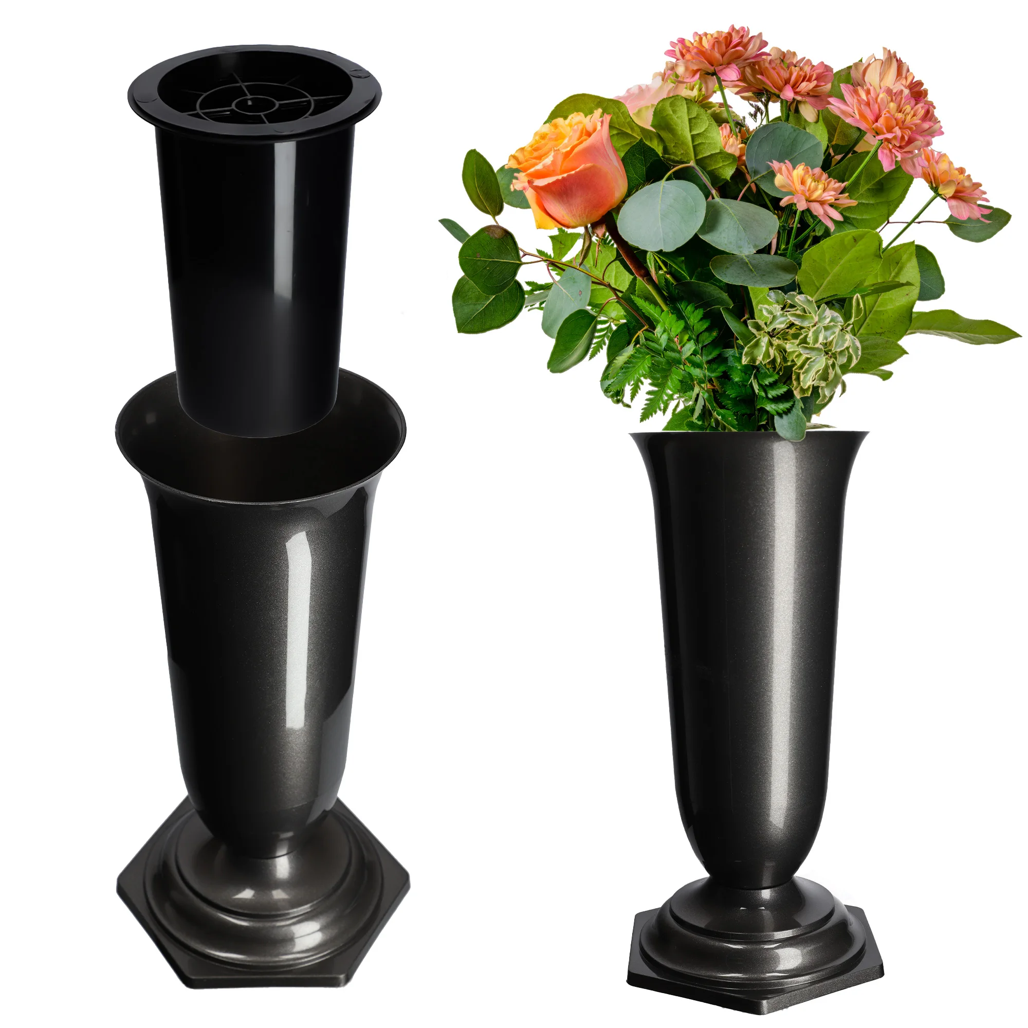KADAX Vaas Flacon Voor Begraafplaats Graf Grafsteen Wit 23cm