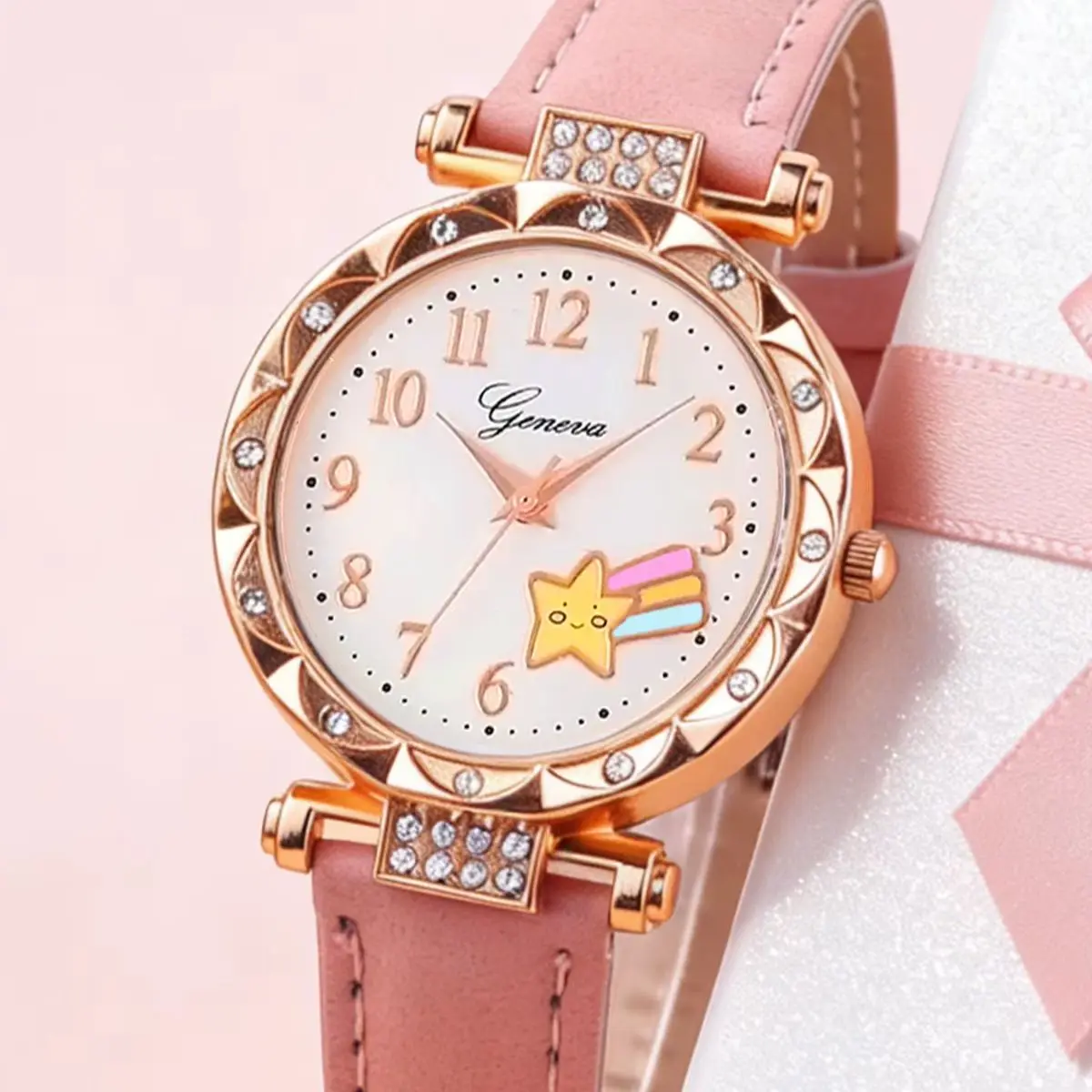 6-Piece Set, Women's Casual and Cute Quartz Watch with Pearl Butterfly Bracelet, Necklace, Earrings, and Ring Set, Versatile for Everyday Wear, an Ideal Gift for Friends and Family!