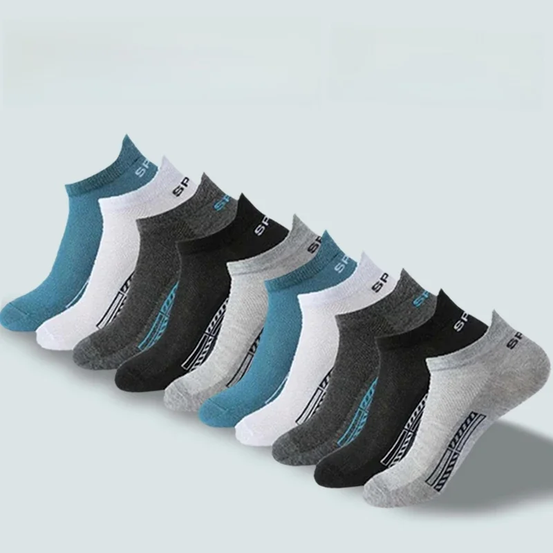 5/10/20 Par Męskich Skarpetek Stopkowych w Jednolitym Kolorze, Wiosenno-Letnie, Siateczkowe, Oddychające, Antyzapachowe, Absorbujące Pot, Codzienne Skarpetki typu Boat Socks — zdjęcie 2