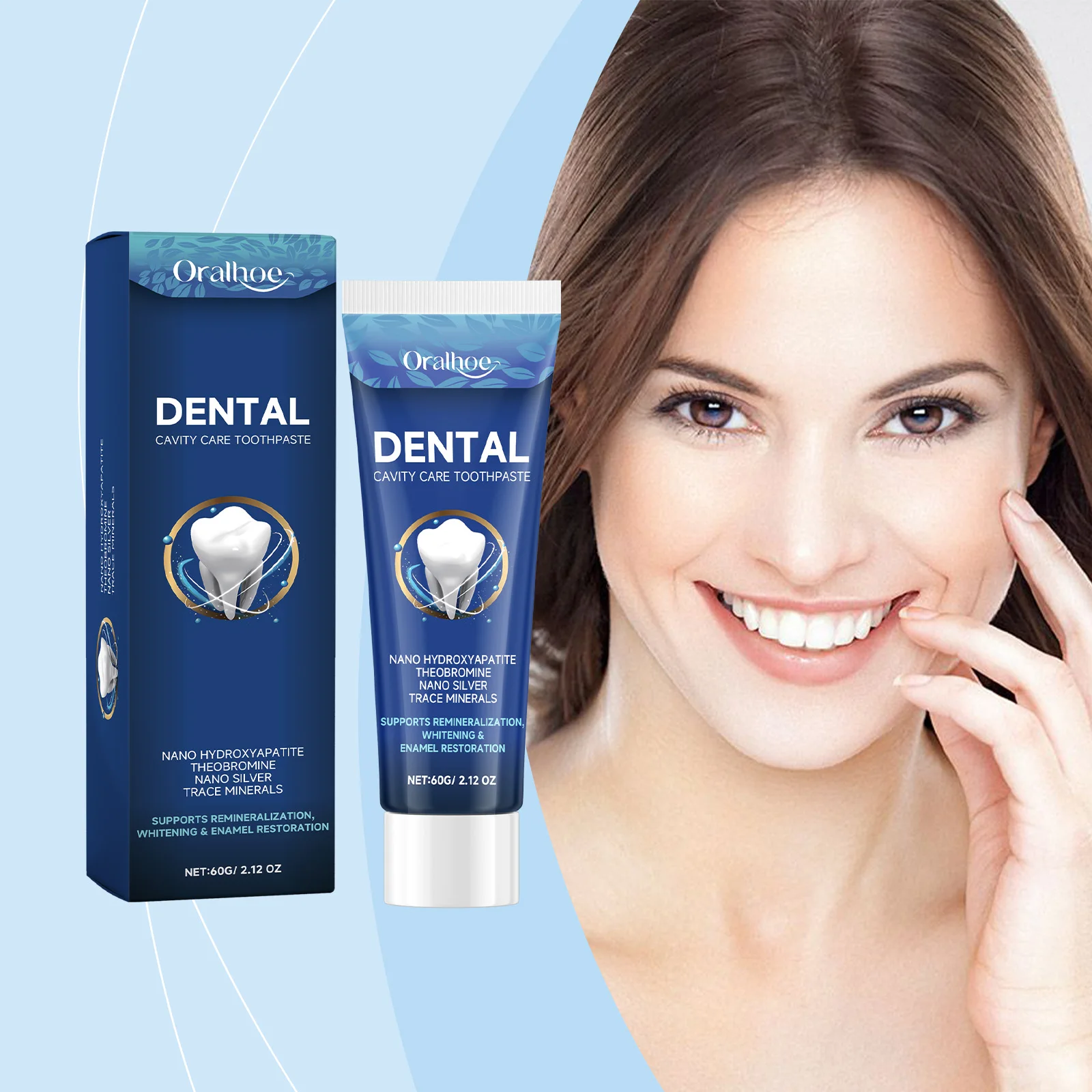 معجون أسنان لإصلاح تجويف 60 جرام من Oralhoe مزيل بقع الرائحة والتنفس المنعش ومضاد للتسوس والعناية بالفم معجون أسنان لتبييض الأسنان النظيفة #2
