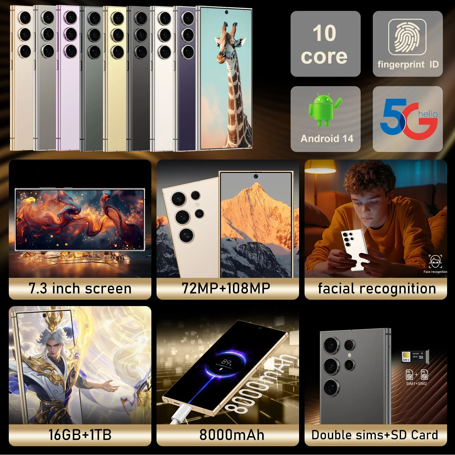 NEW S25 Ultra HOT 2025 original intelligent 5G dual card dual standby Android 14 system global version 8000mAh battery