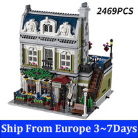 2469PCs Parisian Restaurant Street View Model Set House Building Blocks Architecture Bricks Toys Birthday Gift 10243