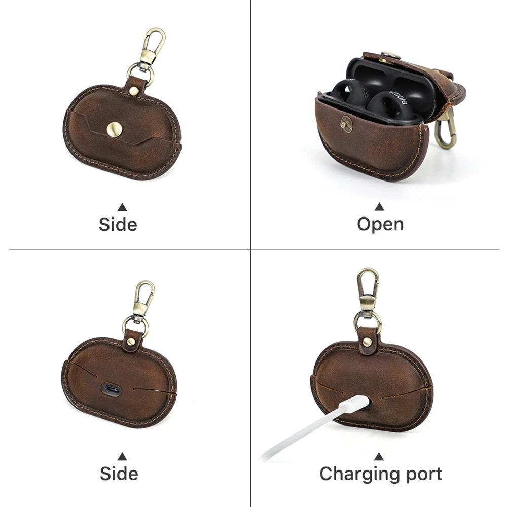 ของแท้หนังสําหรับ Sony Ambie Sound Earcuffs กันกระแทกสําหรับ Sony หูฟังหูฟังกล่องชาร์จ Retro กรณี