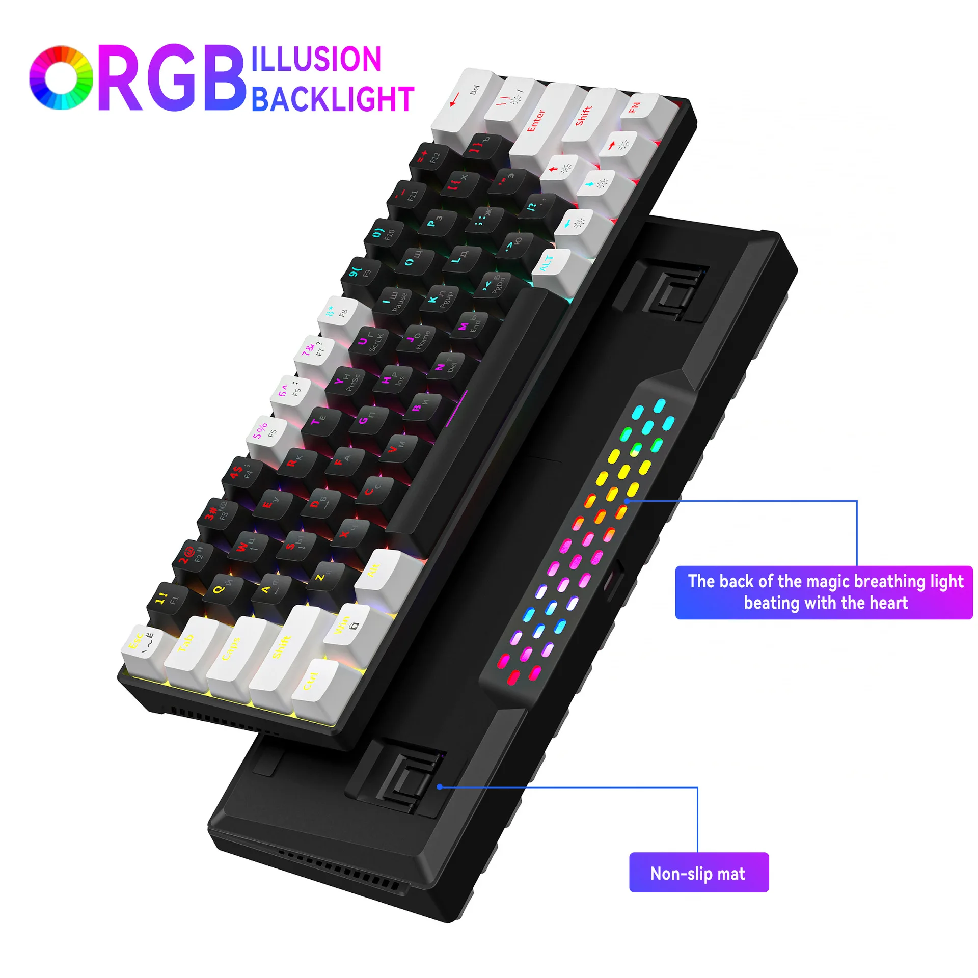 Imagem -04 - Teclado Russo Swappable do Eixo Azul Chave do Jogo Mecânico Prendido Gme Quente