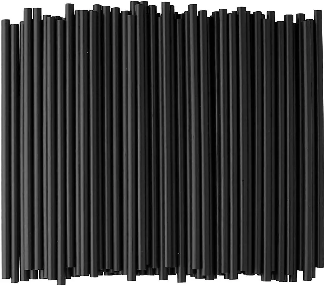 [100pcs] Biodegradable Striped Paper Straws for Party, Events and Crafts,Baby Shower Decorations 7.75 Inches, Black & White