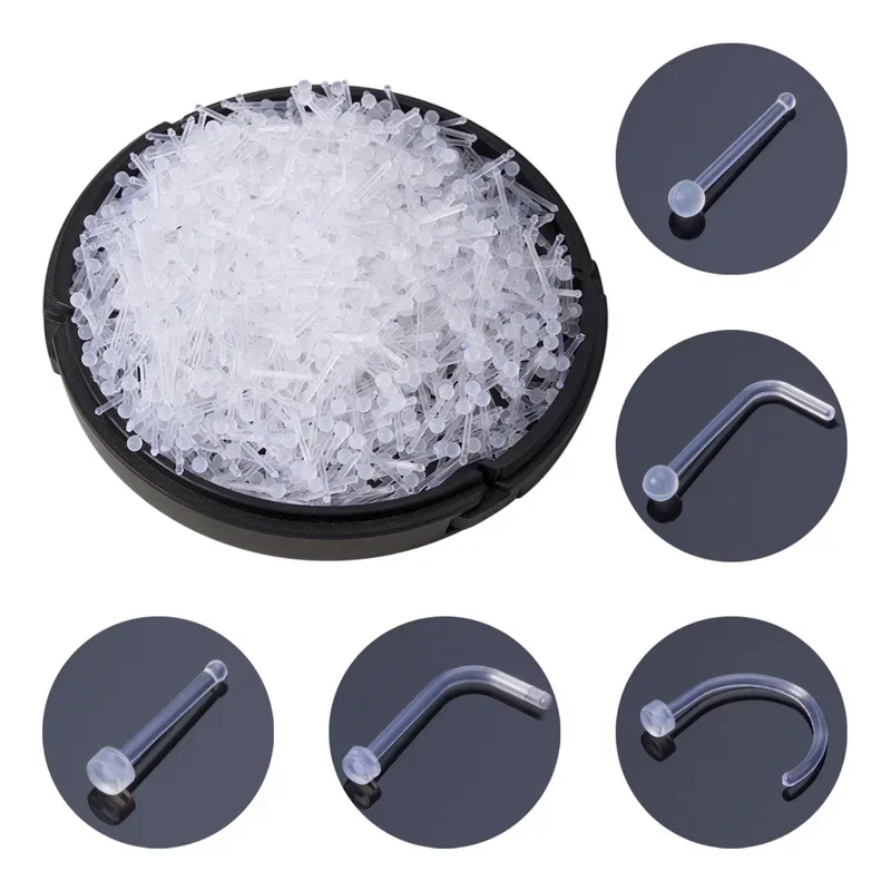 10-100 stücke Klar Acryl Nasenring Stud Transparent Unsichtbar Nasenloch Ohr Piercing für Frauen
