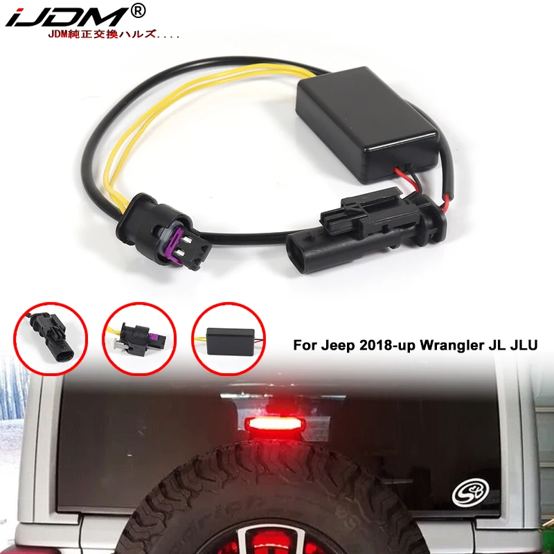 iJDM Plug-N-Play F1 Style Third Brake Light Strobe/Flash Attention Module Box/Harness For Jeep Wrangler JL JLU 2018-2024