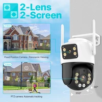 Three Lens PTZ IP Camera Outdoor HD Three Screen WiFi Security Camera Auto Tracking Dual Len Wirelss CCTV Camera iCsee 5