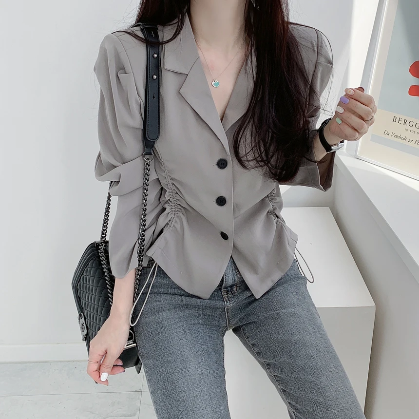 Korean Style Spring New Women's Sstring Shirt Ring Short Jacket Puff retail Casual Cara Jacket