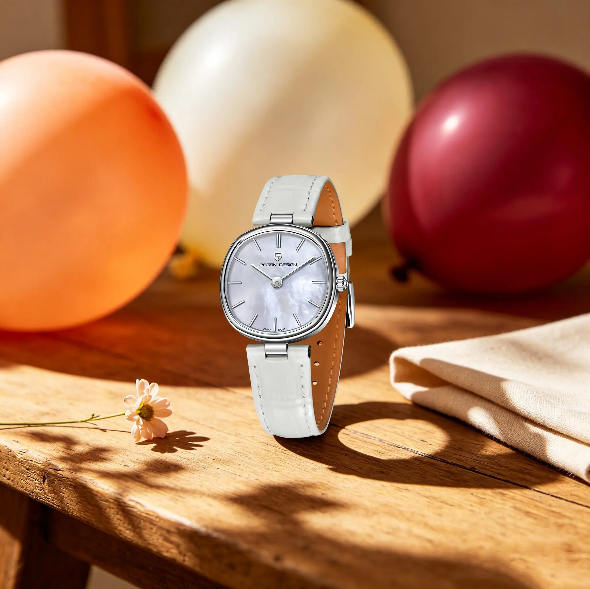 PAGANI DESIGN Elegant Ladies Quartz Watch Mother‑Of‑Pearl Dial Sapphire Leather Business Casual Female Wristwatch For Women Gift