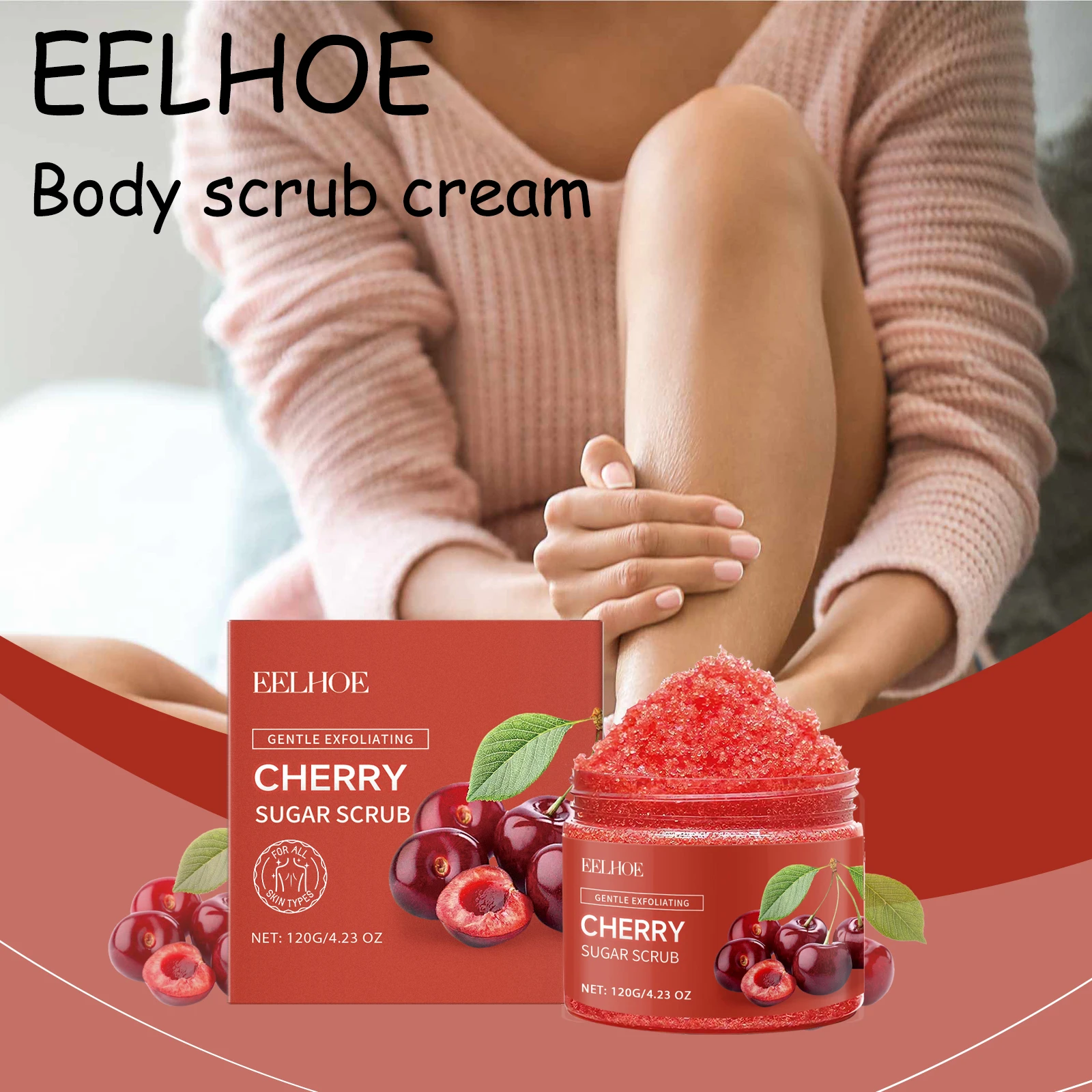

EELHOE Cherry крем-скраб для тела, нежное удаление омертвевшей кожи, увлажнение, повышение гладкости, смягчающий отшелушивающий крем для кожи тела