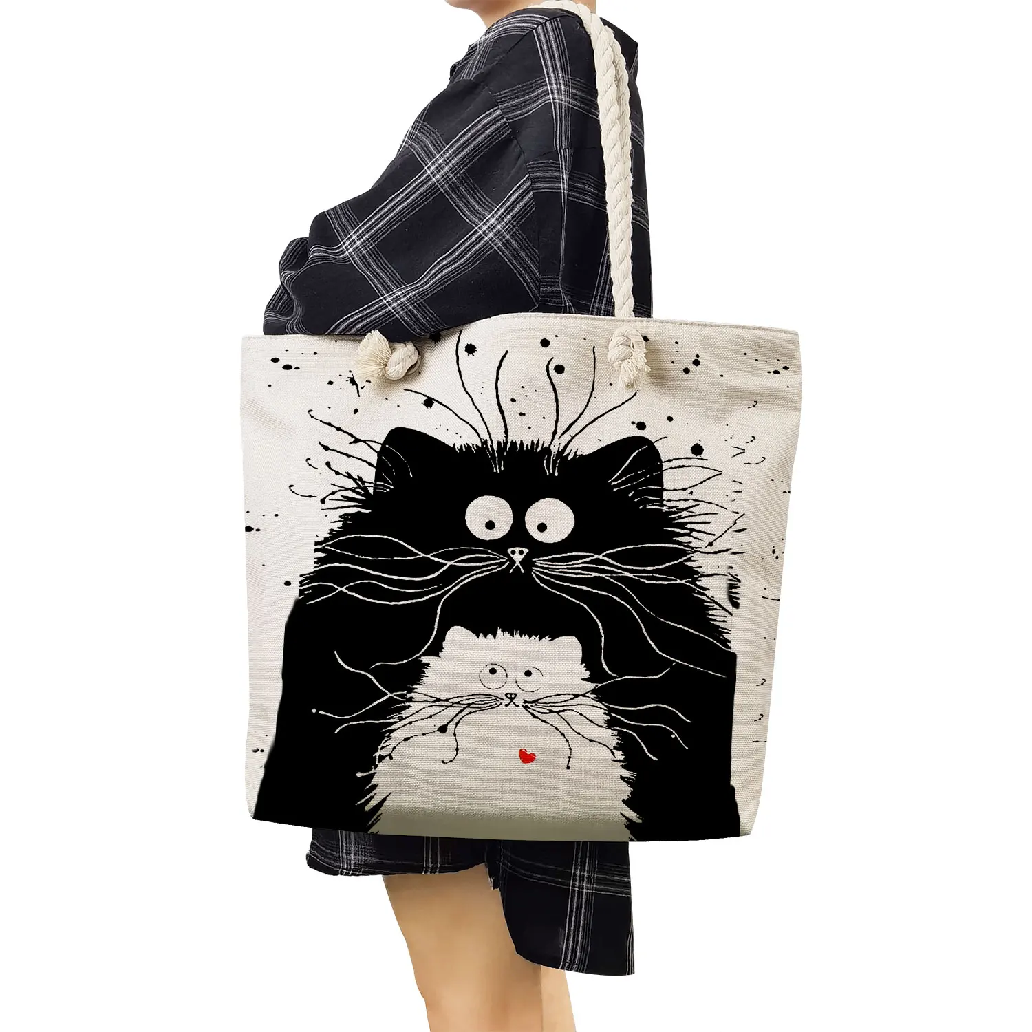 Cartoon Creative Cat Print Shopping Bags designer stile giapponese borse da donna di grande capacità borse riutilizzabili ecologiche portatili