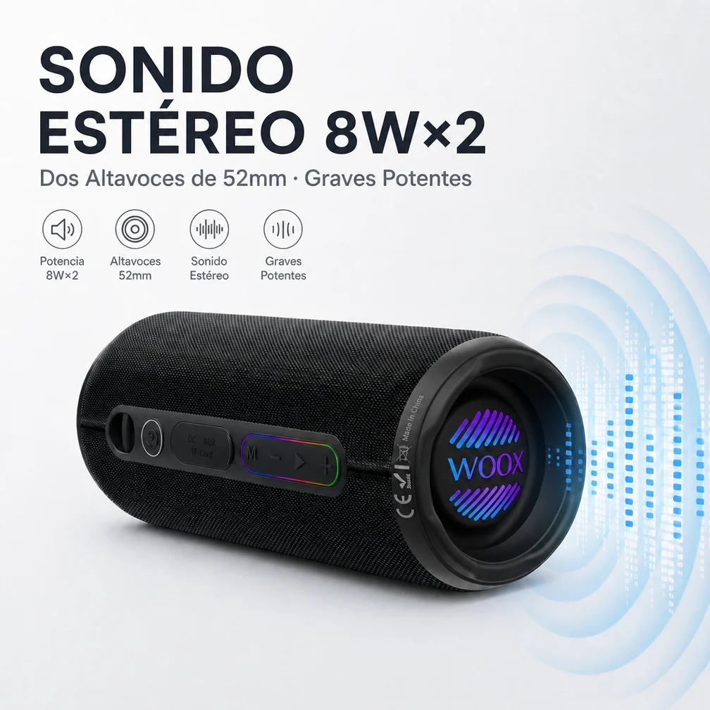Altavoz Bluetooth portátil: Sonido potente y portátil, graves mejorados, conexión para dos dispositivos, altavoz inalámbrico verdadero