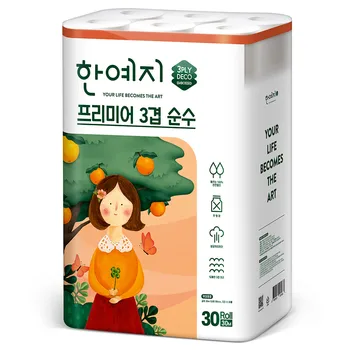 한예지 볼륨앤소프트 천연펄프 화장지 30롤 1팩 