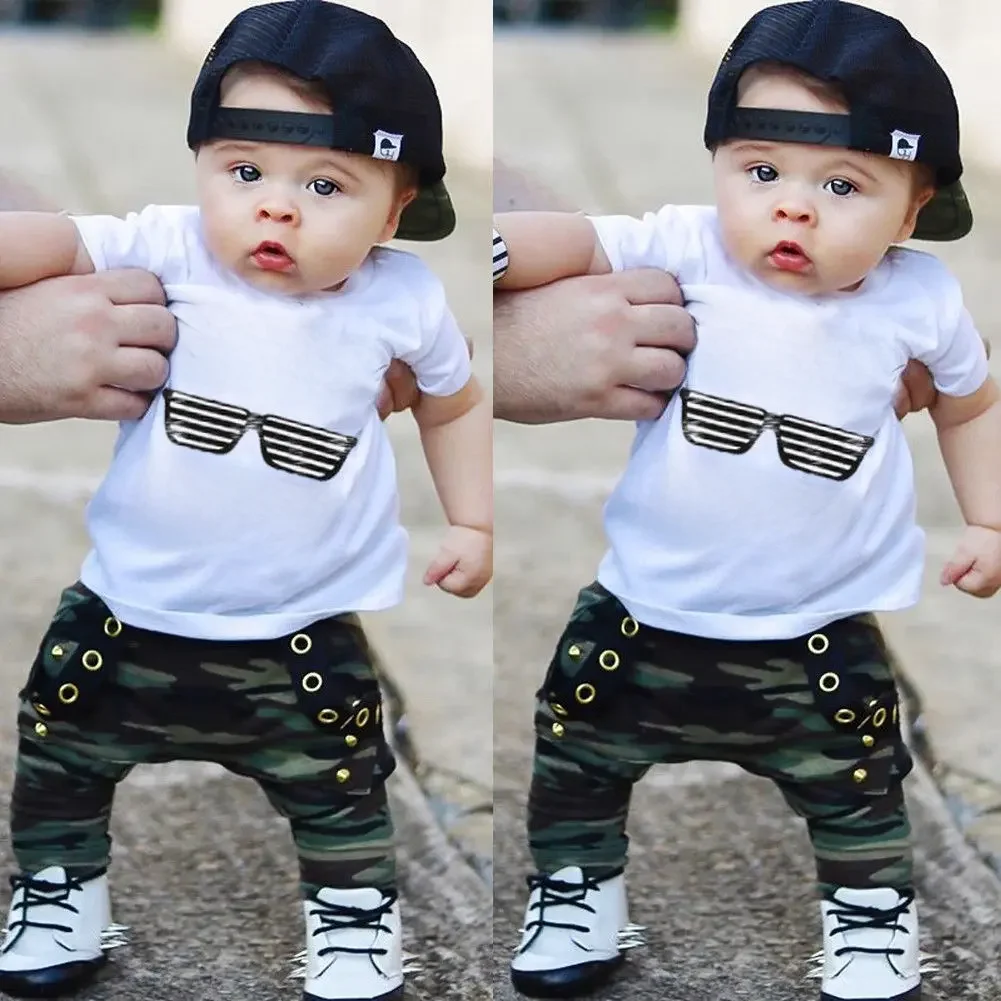 0-3Y Neugeborenen Kleinkind Baby Jungen Kleidung Set Kinder Jungen Nette Kurzarm T-Shirt Top + Hosen Outfits Kleidung set