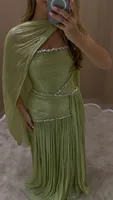 Mila Customized Sage Green A-Line Shawl Strapless Prom Dress Crystal Pleated Formal Evening Floor-Length Vestidos De Fiesta 4