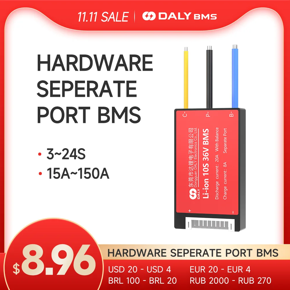 Daly Bms Balance Board Li-ion LiFePO4 BMS 3S 4S 5S 6S 7S 10S 12S 13S 14S 15S 16S 20S 24S 12V 24v 40A 36v 48v 60v batería 18650