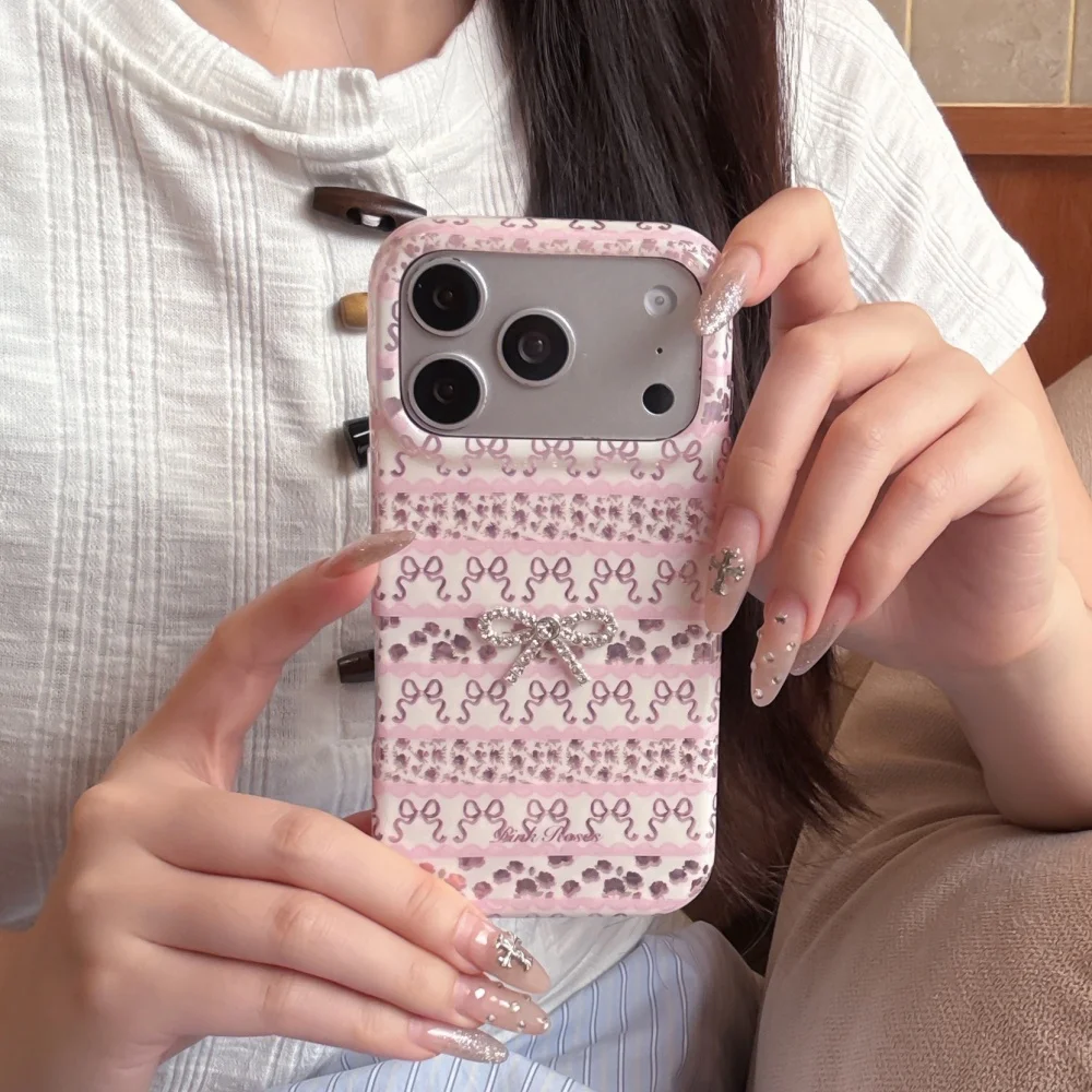 New Korea Ins 3D Bow Sweet Flower Phone Case for iPhone 18 Pro Max 15 16 17 18 Pro Fashion Shockproof Protective Cover Cute 17PM